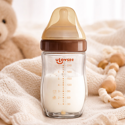 Ulovsee Glass Natural Anti-Colic Baby Bottle